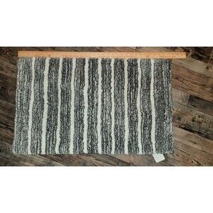 Bathroom Rug Mat Extra Soft Bath Rug Gray and White Striped Non Slip 32X20"